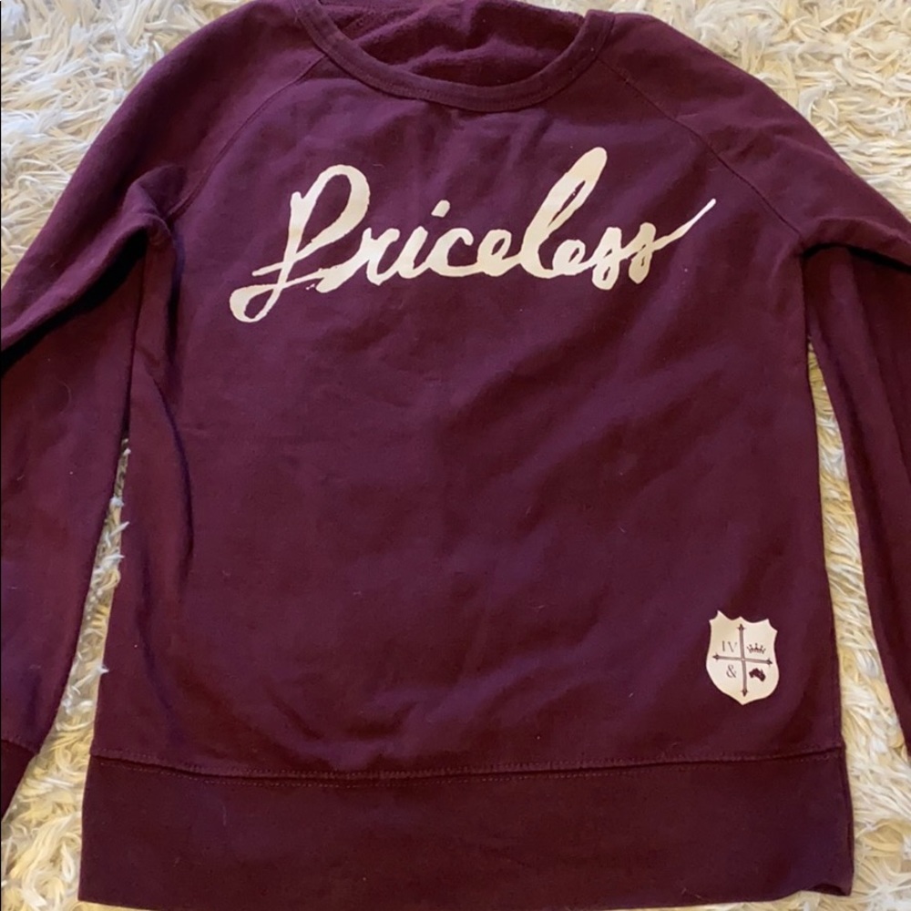 Maroon “priceless” crew neck